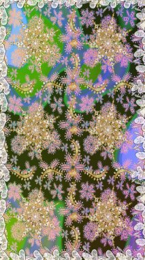 Barok tarzında kusursuz bir doğulu süsü. Raster geleneksel altın pürüzsüz desen nötr ve yeşil renkler.