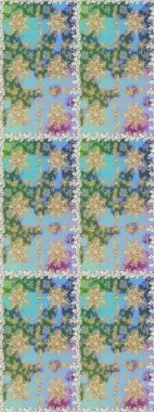 Şam, tasarım için kusursuz desen. Mavi renklerde altın elementli pürüzsüz desen.