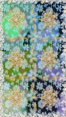 Klasik raster sarısı, kusursuz desen. Çiçek süsü kumaş deseni, cam, çiçek desenli altın elementli mavi ve nötr renkte metal..