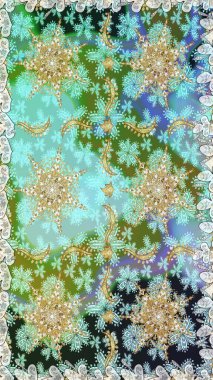 Klasik klasik klasik arka plan. Geleneksel oryantasyon süsü. Kusursuz klasik raster altın desenli. Tarafsız ve mavi renklerde altın elementlerle kusursuz desen.