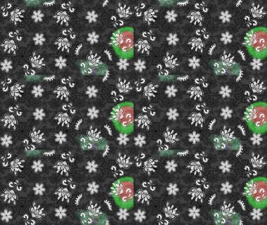 Soyut etnik raster çizim kalıbı. Vadinin gri ve siyah renkli çiçekleri. Çiçekler..