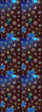 Küçük çiçekli basit bir çiçek çizimi. Kahverengi ve mavi renkte şirin çiçekler. Moda baskısı, albüm, ambalaj kağıdı ve duvar kağıdı için zarif dekoratif süslemeler. Raster illüstrasyonu.