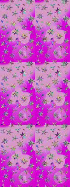 Yapraklı çiçekler ve doğal ve mor renkte mısır çiçekleri olan papatya çayı. Eskiz arkaplan modeli. Raster - stok.