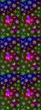 El çizimi çiçekli soyut çizim kalıbı. Raster illüstrasyonu. Yeşil ve kahverengi renkte çiçekler.