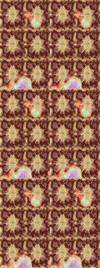 Damask çizim kalıbı arka planı tekrarlıyor. Kahverengi renklerde altın element. Barok tarzında altın çiçek süsü. Antika altın tekrarlanabilir duvar kağıdı.