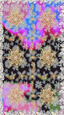 Gri ve nötr renklerde kusursuz desen. Doğu tarzı arabesk tarzında altın elementler. Raster altın pürüzsüz desen. Kusursuz altın desenli bukleler..