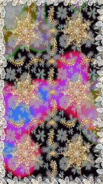 Lüks, kraliyet ve Viktorya dönemi konsepti. Gri ve nötr yerine altın rengi klasik barok çiçekli desenler. Gri ve nötr renklerde altın element. Süslü raster dekorasyonu.