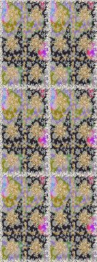 El yapımı dekoratif çerçeve, albüm kapağı, tebrik kartı, klasik Art deco tarzı. Raster soyut çiçek çelengi altın karalama fantezi yaprakları ve gri renkli çiçekler.