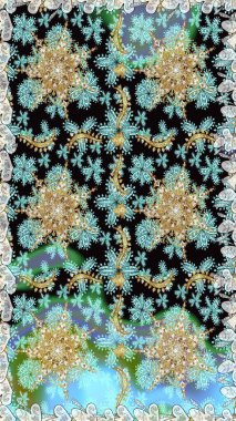 Soyut duvar kâğıdı, ambalaj dekorasyonu. Altın kar taneleri basit, pürüzsüz desen. Tarafsız ve siyah renklerde Raster altın deseni. Kışın sembolü, Mutlu Noel tatili, Mutlu yıllar 2019.