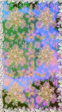 Antika altın tekrarlanabilir duvar kağıdı. Tarafsız ve yeşil renklerde altın element. Damask arkaplanı tekerrür ediyor. Barok tarzında altın çiçek süsü..