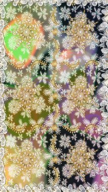 Altın desenli çiçek dekoru. Doğu tarzı element. Davetiyeler, kartlar, web sayfası için Raster illüstrasyon. Çizgi sanatı tasarım şablonu için kusursuz sınır. Tarafsız ve gri renkler üzerine altın element.