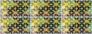 Kusursuz damaske klasik altın desen. Raster illüstrasyonu. Tekrarlayan elementlerle soyut arkaplan oluşturun. Gri ve nötr renklerdeki altın pürüzsüz desen altın elementlerle.