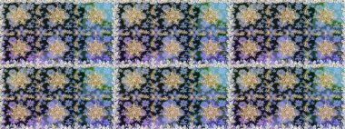 Raster illüstrasyonu. Damask altın soyut çiçek gri ve nötr renklerde pürüzsüz desen. Süsleme.