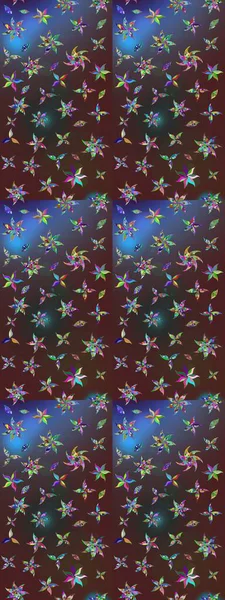 Kahverengi ve mor renkli şirin çiçek desenleri. Raster Modaya uygun kumaş deseni. Renkli Bahar Teması eskiz kalıbı. Düz Çiçek Elementleri Tasarımı.