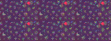 Tekstil, kumaş, kapaklar, duvar kağıtları, baskı, naylon, koleksiyon defteri, örgü, dekupaj için güzel bir eskiz. Küçük mor ve mor çiçeklerle oldukça kaliteli besin torbası deseni.