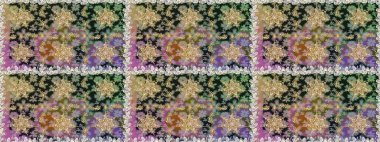 Paisley 'ler zarif çiçek desenli arkaplan duvar kâğıdı çizimleri. Klasik stil, güzel, üç boyutlu sanat eseri, altın ve gri desenli çiçek yaprakları ve süslemeleri var..