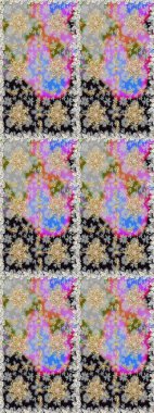 Senin tasarımın için, duvar kağıdı. Gri ve nötr renklerde, altın çiçekli altın desenler. Raster geometrik arka plan. Altın rengi kusursuz illüstrasyon.