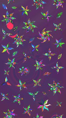 Çiçek buketleriyle klasik bir eskiz şekli. Mor ve mor renklerde. Raster illüstrasyonu.