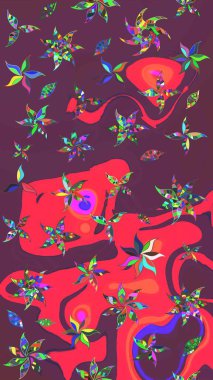 Organik motif arka planı. Çizim kalıbı. Raster illüstrasyonu. Ultraviyole kumaş deseni.