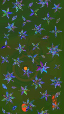 Çiçekli çiçek deseni, suluboya. Raster deseni. Süslü kumaş deseni.