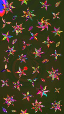 Asya tekstil tarzında. Güzel kumaş deseni. Raster illüstrasyonu. Düz Çiçek Elementleri Tasarımı. Renkli Bahar Teması eskiz kalıbı. Çiçek desenini çiz.