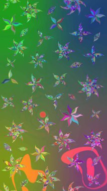 Raster illüstrasyonundaki çiçek desenli çizim. Düz Çiçek Elementleri Tasarımı. Güzel kumaş deseni. Renkli Bahar Teması çizim şablonu.