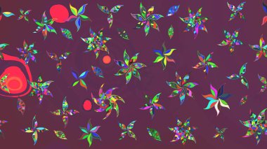 Çizim çiçek deseni duvar kâğıdı olarak kullanılabilir. Kahverengi ve mor renkli çiçekler. Raster illüstrasyonu.