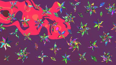 Mor ve pembe renkte çiçekler. Küçük çiçekte sevimli çiçek deseni var..