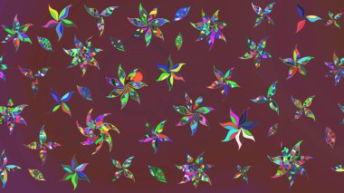 Raster suluboya çiçek deseni, narin çiçekler, kahverengi ve yeşil çiçekler, tebrik kartı şablonu. Raster Güzel kumaş deseni.