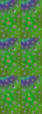 Çiçek kompozisyonu, el boyası, hassas şablon. Sevgililer günü ve tebrik kartı konsepti için şık bir davetiye. Yeşil ve mor renkli manzaralı çiçek deseni. Üst görünüm, yumuşak biçim.