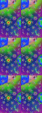 Renkli Bahar Teması eskiz kalıbı. Düz Çiçek Elementleri Tasarımı. Raster illüstrasyonu. Zarif Çiçekler Çiçek Çiçeği Su Boyası Mavi ve yeşil renklerde.