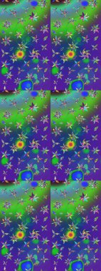 Kabile sanatı boho baskısı, klasik çiçek arkaplanı. Soyut etnik raster çizim kalıbı. Arkaplan dokusu, duvar kağıdı, yeşil ve mavi renkli çiçek teması.