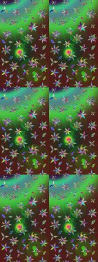 Güzel karalamalı çiçek desenli çizim. Güzel kumaş deseni. Küçük çiçekteki sevimli çiçek deseni. Raster illüstrasyonu.