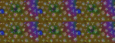 Bahar mevsimi. Raster güzel bir çiçek deseni çizmiş. Nazik romantik baskı. Yeşil ve kahverengi renkli çiçekler. Tatil havası..