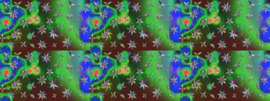 Raster illüstrasyonundaki çiçek desenli çizim. Düz Çiçek Elementleri Tasarımı. Güzel kumaş deseni. Renkli Bahar Teması çizim şablonu.