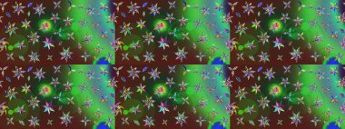 Tekstil veya kitap kapakları, imalat, duvar kağıtları, baskı, hediye paketi ve yapıştırma kitabı için çiçek eskizi geçmişi. Küçük çaplı çiçeklerdeki basit şirin desenler. Raster illüstrasyonu.