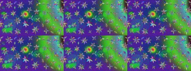 Düz Çiçek Elementleri Tasarımı. Renkli Yaz Temalı eskiz kalıbı. Güzel kumaş deseni. Raster illüstrasyonunda çiçek deseni çizimi.