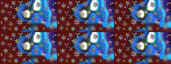 Yatak çarşafları, ceket, paket tasarımı, kumaş ve moda kavramları için tekstil baskısı. Çiçekleri, deniz kabukları, mandalaları ve suluboya efektleriyle donanma geçmişi. Çizim kalıbı etnik tasarım.