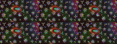 Renkli Yaz Temalı eskiz kalıbı. Raster çiçekli arka plan. Yazdır. Güzel eskiz şekli. Düz Çiçek Elementleri Tasarımı. Şirin kumaş deseni.