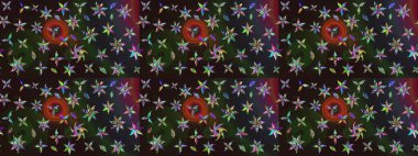 Çiçeksel çizim kalıbının yansıması. Vadinin çiçekleri gri ve kahverengi renklerde.