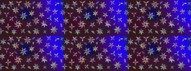 Çiçekli bahar çiçekleri. Küçük çiçekte güzel bir desen. Küçük renkli çiçekler. Moda baskıları için zarif bir şablon. Motley illüstrasyonu. Çizim.