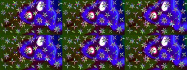 Küçük çiçekli basit bir çiçek çizimi. Yeşil ve mavi renkli şirin çiçekler. Moda baskısı, albüm, ambalaj kağıdı ve duvar kağıdı için zarif dekoratif süslemeler. Raster illüstrasyonu.