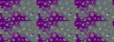 Çiçekli çiçek deseni, suluboya. Mor ve nötr renkte çiçekler. Renkli Bahar Teması çizim şablonu. Düz Çiçek Elementleri Tasarım Raster illüstrasyonu.