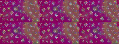 Çizim çiçek deseni duvar kâğıdı olarak kullanılabilir. Mor ve kahverengi renkte çiçekler. Raster illüstrasyonu.