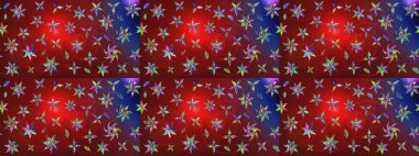 Çiçekli karalama şeklinde Raster çiçek deseni. Nazikçe, güzel çiçek arkaplanı. Kırmızı ve kahverengi renkte çiçekler.