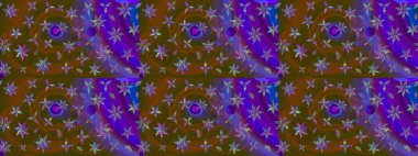 Suluboya çiçekli çiçek deseni. Raster illüstrasyonu. Kahverengi ve mor renkli güzel tekstil.