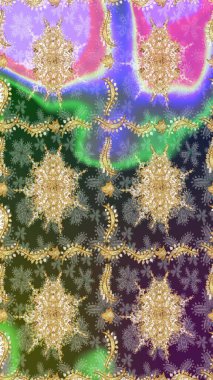 Raster illüstrasyonu. Doğum günü kartı, davetiye ya da afiş için iyidir. Tarafsız renklerde altın. Ortaçağ çiçek desenini çiz. Dekoratif simetri arabesk.