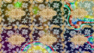 Tarafsız renklerde raster altın desen. Kış sembolü, Mutlu Noeller, Mutlu yıllar 2019. Soyut duvar kâğıdı, ambalaj dekorasyonu. Altın kar tanesi basit çizim kalıbı.