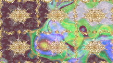 Klasik Raster altın desenini çiz. Tarafsız renklerde altın elementlerle çizim. Geleneksel oryantasyon süsü. Klasik vintage arkaplan.