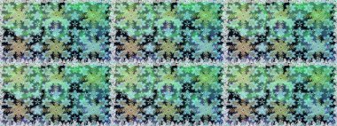 Davetiyeler, kartlar, web sayfası için Raster illüstrasyon. Yeşil renklerdeki altın element. Çizgi sanatı tasarım şablonu için kusursuz sınır. Altın desenli çiçek dekoru. Doğu tarzı ögesi.